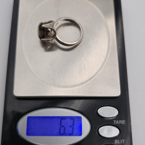 Size 6.75 Sterling Silver Round Smoky Quartz Gem Ring A2045 - Picture 11 of 11